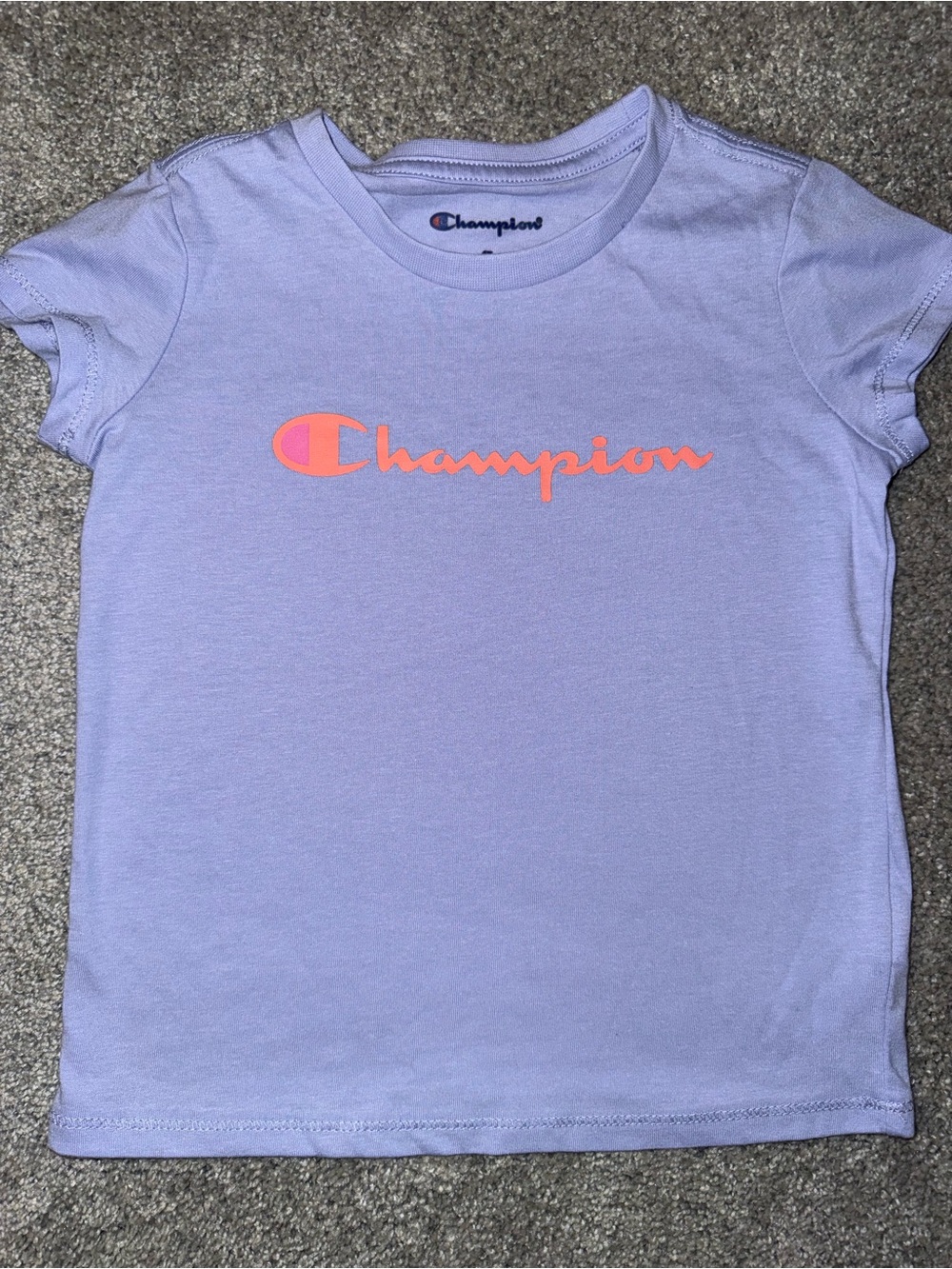 Champion - girls 4T - lavender spellout/logo tee